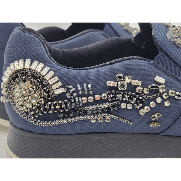 Prada Neoprene Crystal Slip On Blue Sneakers Size 41 - Picture 11 of 16